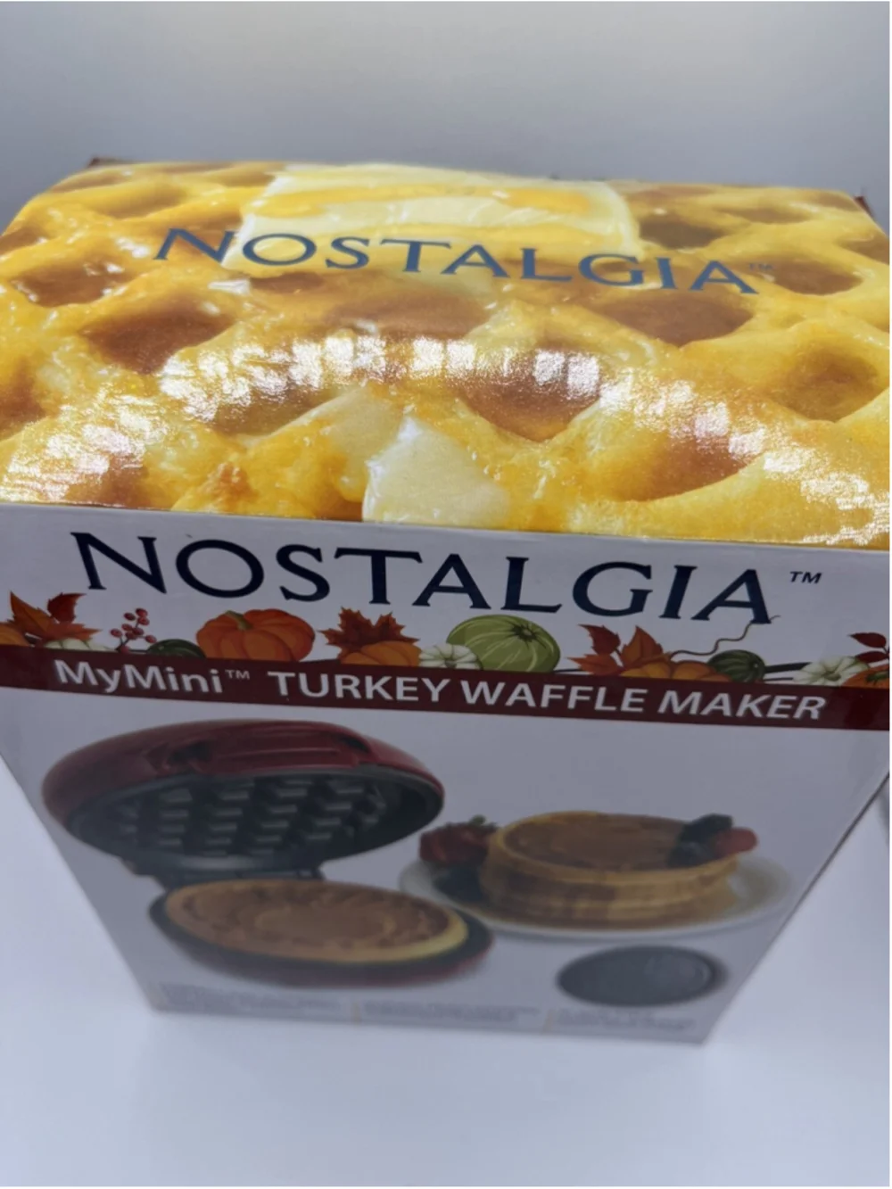 NEW MyMini Turkey Red Non-Stick Compact Waffle Thanksgiving Holiday NIB SEE ALL